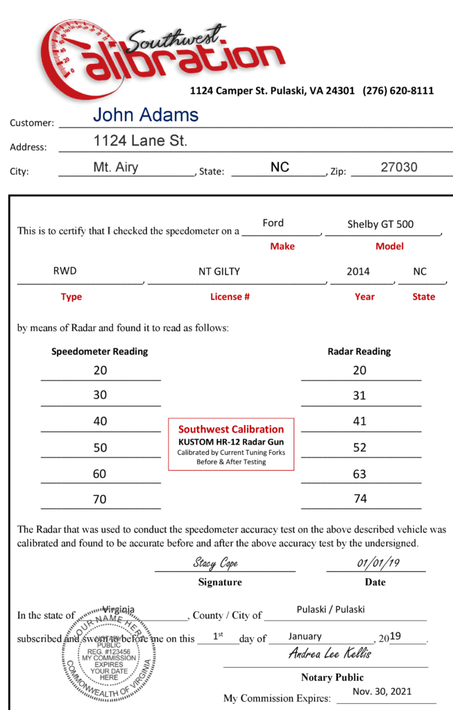 Speedometer Calibration